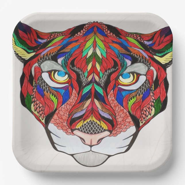 Plato De Papel Placa de papel tigre (Anverso)