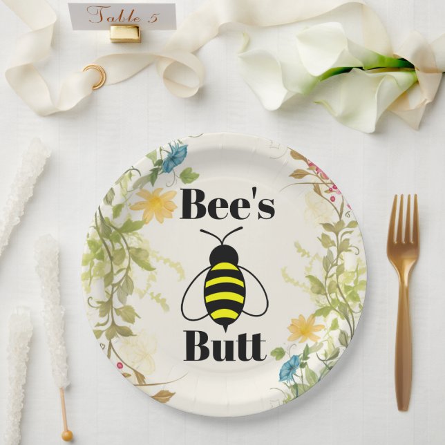 Plato De Papel Placa de papel trasero de abeja (Boda)