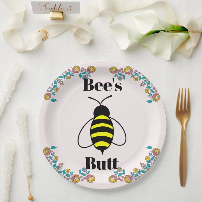 Plato De Papel Placa de papel trasero de abeja (Boda)