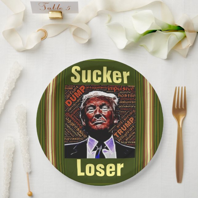 Plato De Papel Placa de papel Trump Sucker/Loser (Boda)