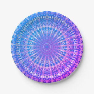 Plato De Papel Placa de papel turquesa azul morado Mandala