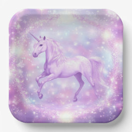 Plato De Papel Placa de papel Unicornio de la fiesta de cumpleaño