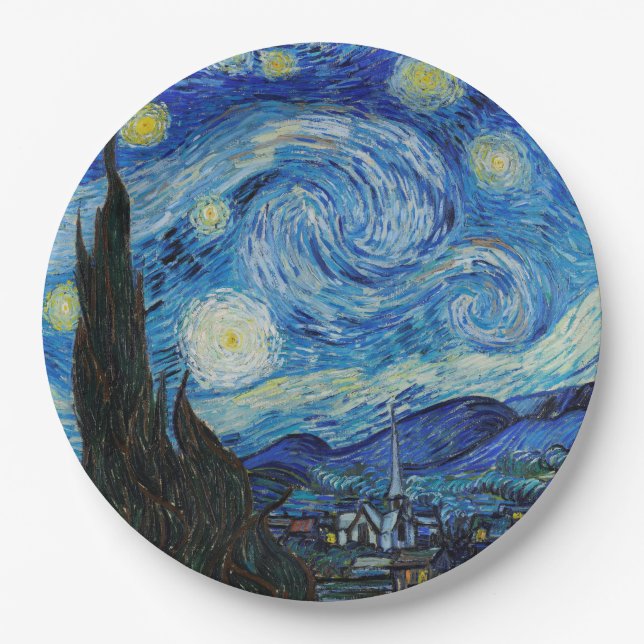 PLATO DE PAPEL PLACA DE PAPEL: VAN GOGH : STARRRY NOCHE (Anverso)