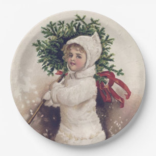 PLATO DE PAPEL PLACA DE PAPEL: VENTAJA: CHICA + ÁRBOL DE NAVIDAD