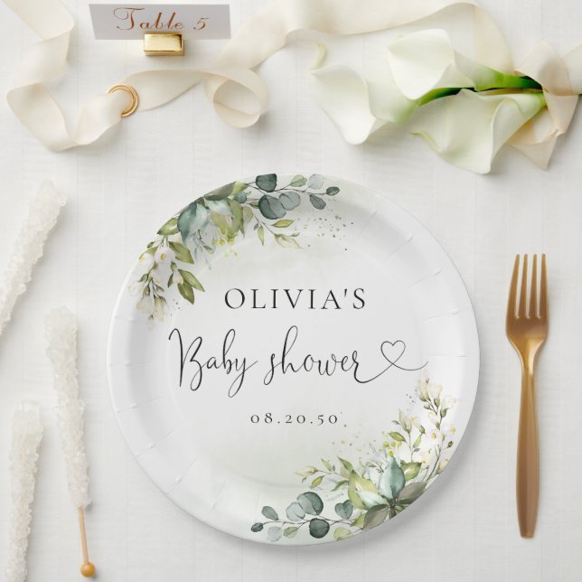 Plato De Papel Placa de papel verde Baby Shower (Boda)