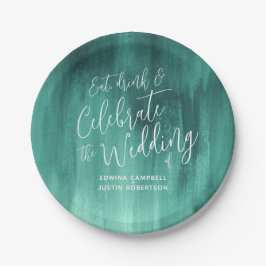 Plato De Papel placa de papel verde esmeralda abstracta boda