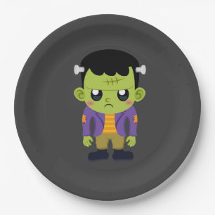 Plato De Papel Placa de papel verde Frankenstein Monster Hallowee
