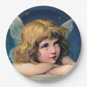 PLATO DE PAPEL PLACA DE PAPEL: VINTAGE CHRISTMAS ANGEL