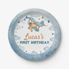 Plato De Papel Placa de papeles de cumpleaños para avión de vinta