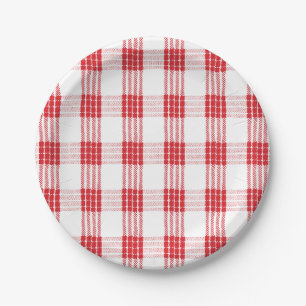 Plato De Papel Placa de plástico blanco y rojo Palaka de Hawái
