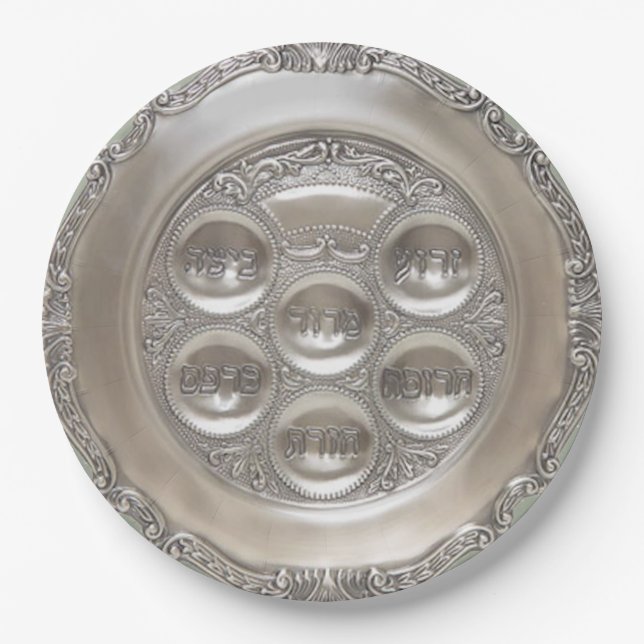 Plato De Papel Placa de plata de Seder (Anverso)