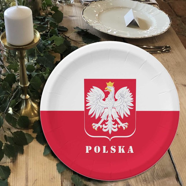 Plato De Papel Placa de Polonia patriótica, águila, bandera polac (Subido por el creador)