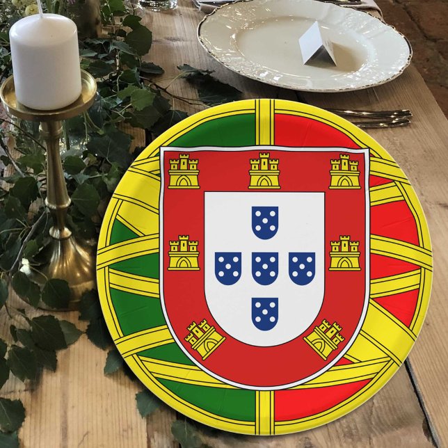 Plato De Papel Placa de Portugal, Emblem, de tamaño excesivo, ban (Subido por el creador)