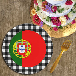 Plato De Papel Placa de Portugal, plancha de búfalo y bandera por