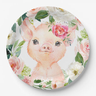 Plato De Papel Placa de postre de Olivia Pigsley Pig 9" - Baby Sh