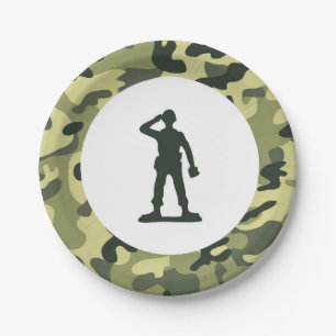 Plato De Papel Placa de postre del papel del ejército del soldad