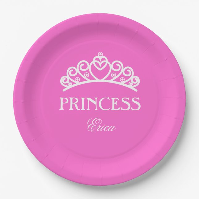 Plato De Papel Placa de princesa personalizada con nombre (Anverso)