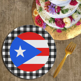 Plato De Papel Placa de Puerto Rico, toallita de búfalo, bandera 