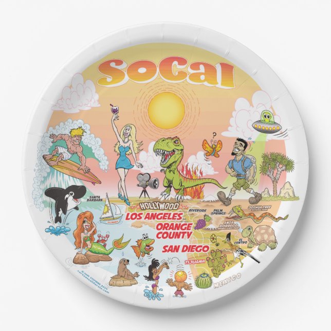Plato De Papel Placa de puesta de sol de SoCal (Anverso)