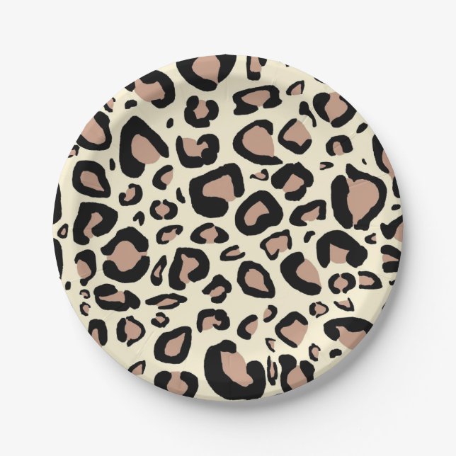 Plato De Papel Placa de puntos del leopardo (Anverso)