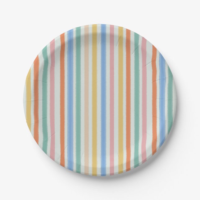 Plato De Papel placa de rayas fiestas (Anverso)