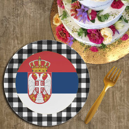 Plato De Papel Placa de Serbia, plancha de búfalo y bandera serbi