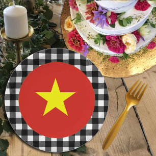 Plato De Papel Placa de Vietnam, plancha de búfalo y bandera viet