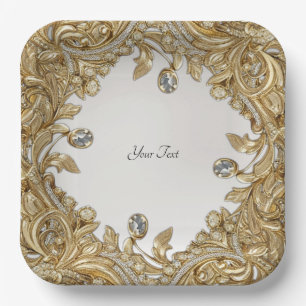 Plato De Papel Placa decorativa de papel de oro