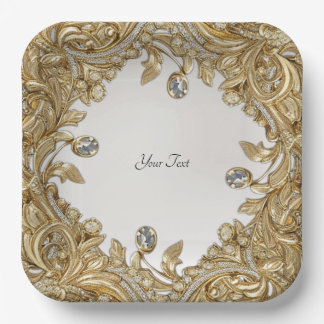Plato De Papel Placa decorativa de papel de oro