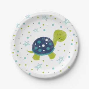 Plato De Papel Placa del fiesta de la tortuga de la estrella