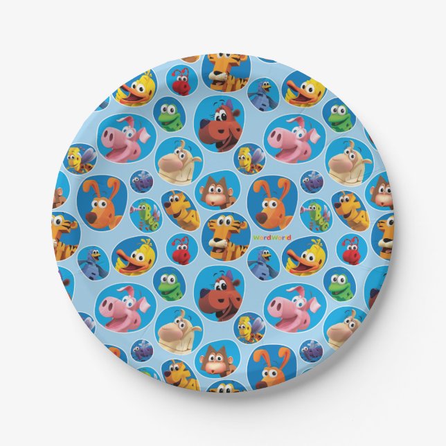 Plato De Papel Placa del fiesta de WordWorld (Anverso)