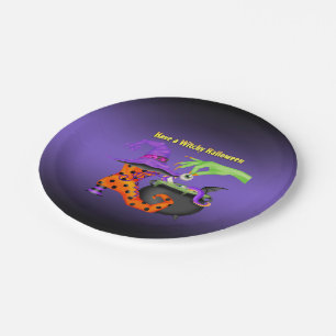 Plato De Papel Placa del fiesta del papel de Witchy Halloween