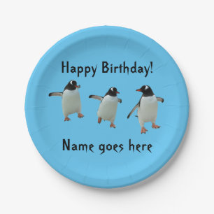 Plato De Papel Placa del fiesta del pingüino del baile