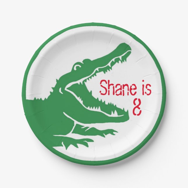 Plato De Papel Placa del personalizado del cocodrilo (Anverso)