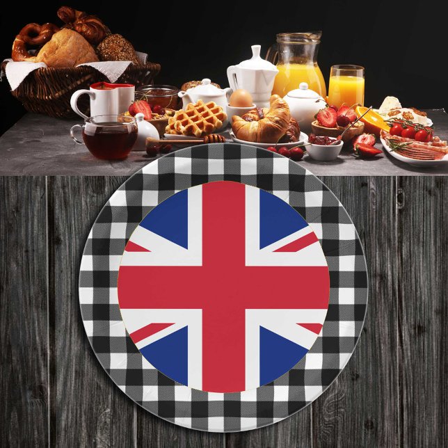 Plato De Papel Placa del Reino Unido, plancha de búfalo y bandera (Subido por el creador)