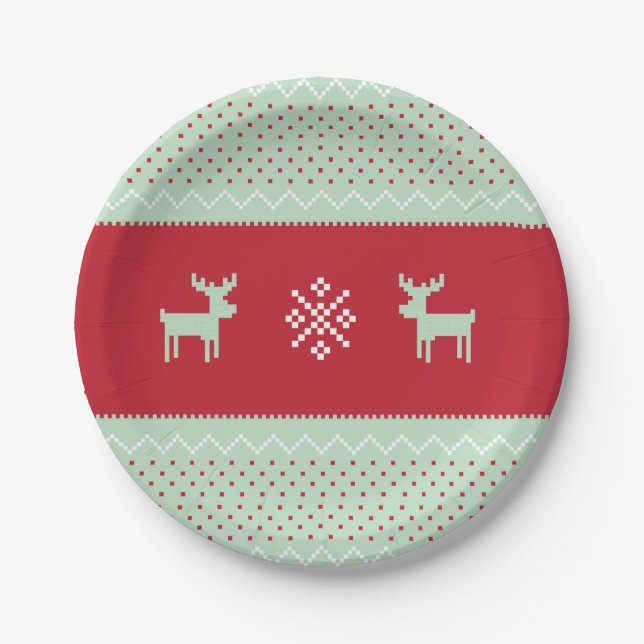 Plato De Papel Placa del tiempo del suéter de la menta (Anverso)