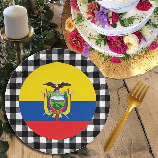 Plato De Papel Placa ecuatoriana, manta de búfalo y bandera ecuat (Subido por el creador)