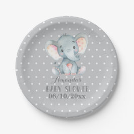Plato De Papel Placa elefante de papel gris de Baby Shower