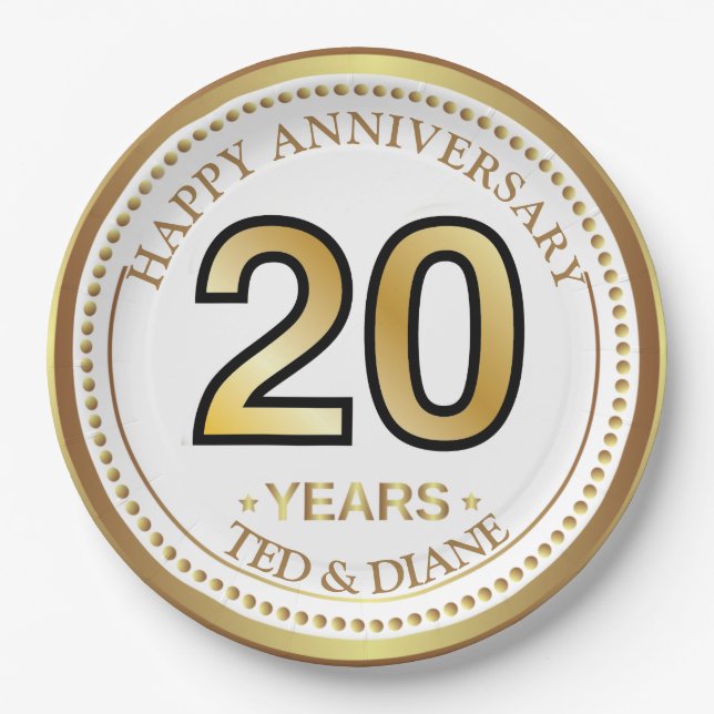 Plato De Papel Placa elegante de papel dorado con texto editable (Anverso)