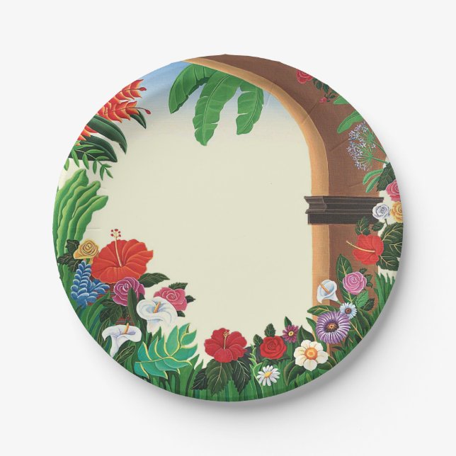 Plato De Papel Placa En el Jardin (Anverso)