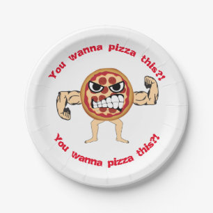 Plato De Papel Placa enojada de la pizza