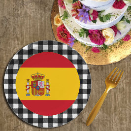 Plato De Papel Placa española, manta de búfalo y bandera española