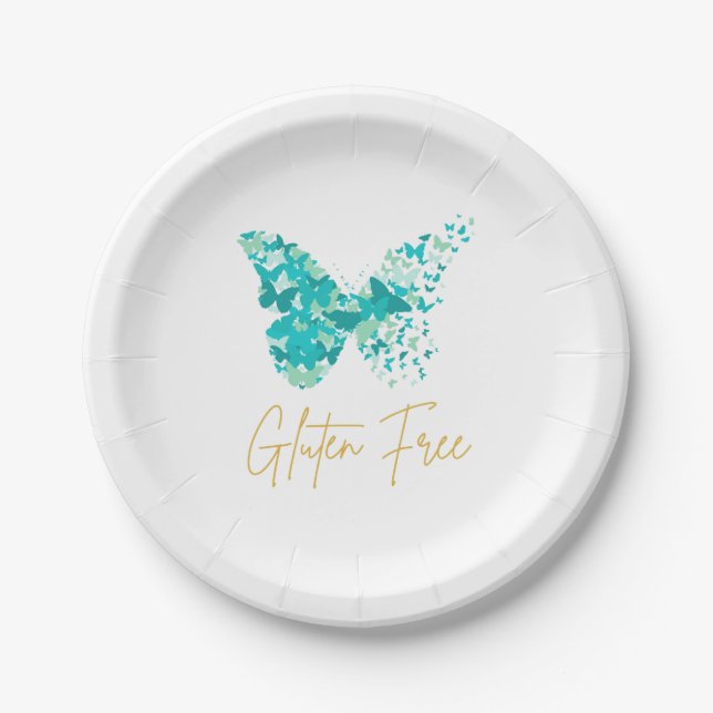 Plato De Papel Placa estética Fiesta de mariposa libre de gluten (Anverso)