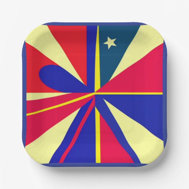 Plato De Papel Placa Estrella Patriótica (Anverso)