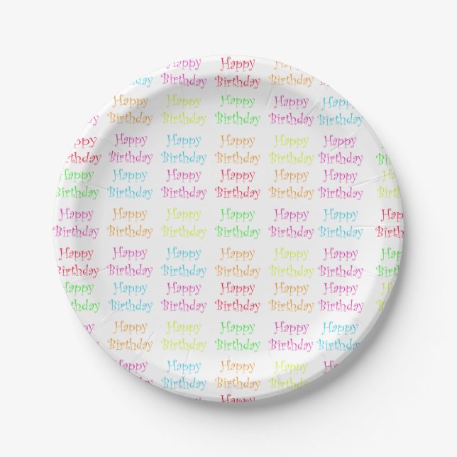 Plato De Papel Placa feliz cumpleaños (Anverso)