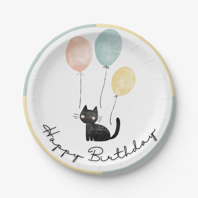 Plato De Papel Placa feliz cumpleaños (Anverso)