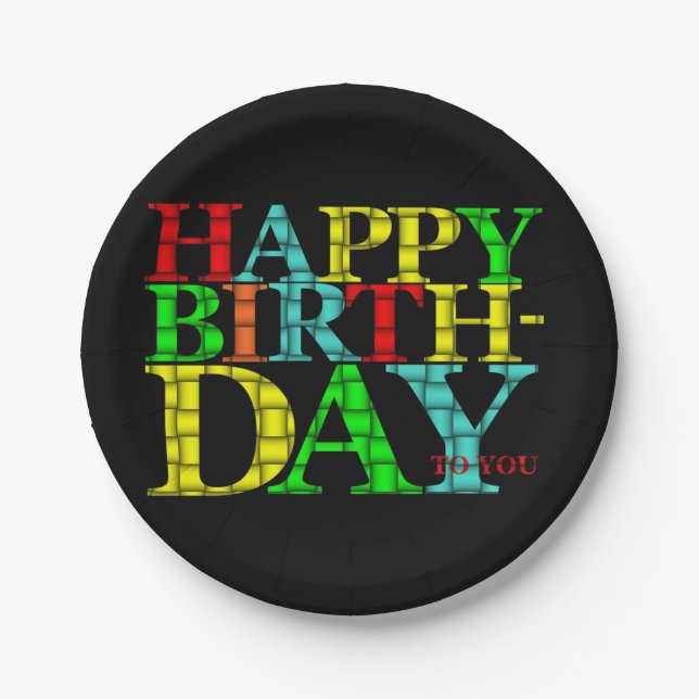 Plato De Papel Placa feliz de papel de cumpleaños (Anverso)