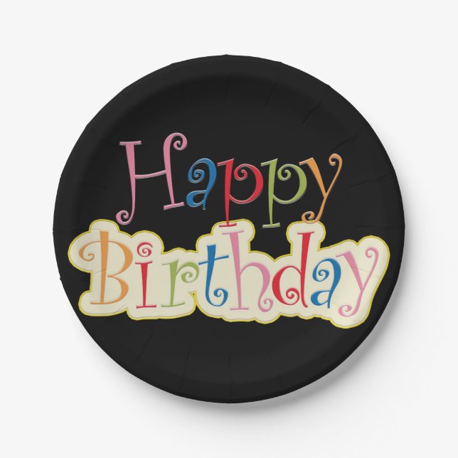 Plato De Papel Placa feliz de papel de cumpleaños (Anverso)