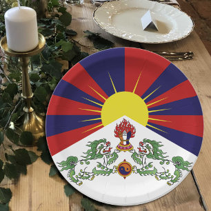 Plato De Papel Placa, fiesta, budismo, bandera tibetana