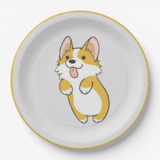 Plato De Papel Placa Fiesta Corgi